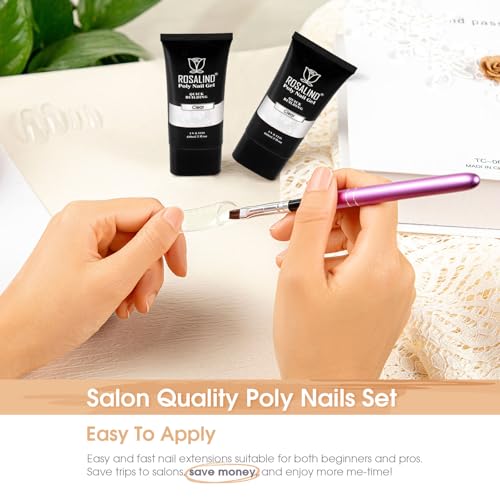 ROSALIND Clear Poly Nail Gel Kit - 2-Pack 2oz Extension Builder Gel Set
