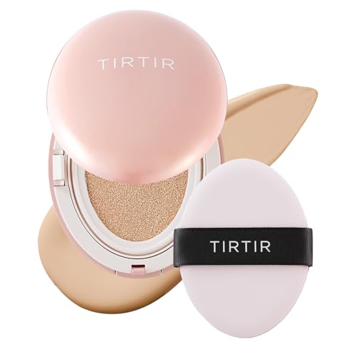 TIRTIR Mask Fit All Cover Pink Cushion Foundation | High Coverage, Velvety Matte Finish, Lightweight, Flawless, Corrects Redness, Korean Cushion, Pack of 1 (0.63 oz.), #21N Ivory