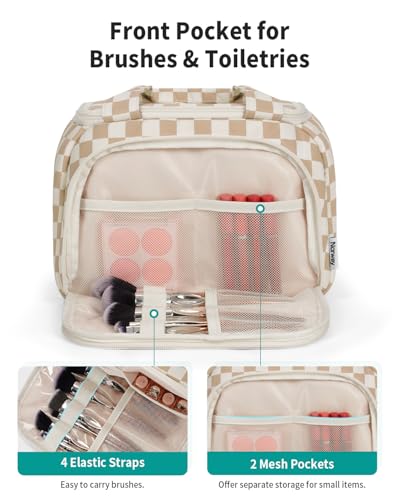 Narwey Large Checkered Travel Toiletry Bag for Women