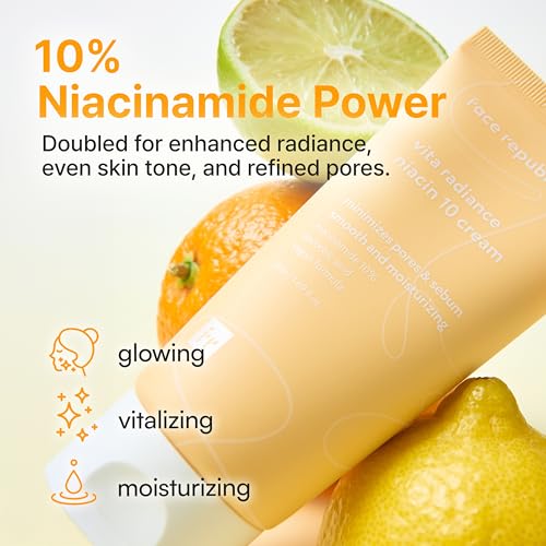 Face Republic Vita Radiance Niacin 10 Cream 50ml 1.69 fl oz | Revitalizing, Natural Coverage | Niacinamide 10%, Ascorbic Acid, Panthenol, Vitamins | Silky Finish | Vegan Korean Skincare
