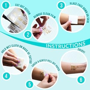 Terra Tattoos Gold Metallic Temporary Tattoo Sheets - 75+ Designs