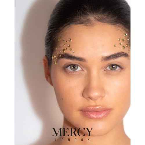 MERCY LONDON Face Gems in Gold, 866 Self Adhesive Rhinestone Stickers for Face, Eye, Makeup, Body, DIY Face Gems