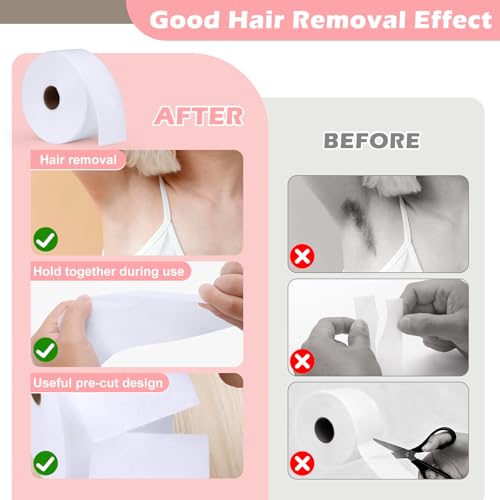 200 Pcs Non Woven Wax Strip 2.8" X 44 Yards Pre-cut Waxing Strips Epilating Strips 1 Roll For Body Facial Tear-Resistant & Lint-Free Air 43.7 Yards Removal Paper Women Arms Legs Hair Cleaning Remover