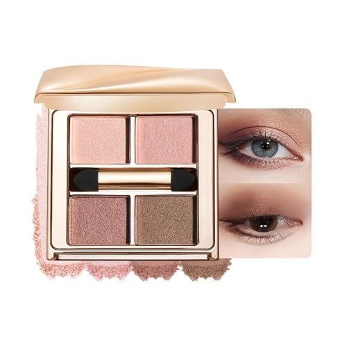 Light Peach Pink Mocha Brown Eyeshadow Palette with Mirror