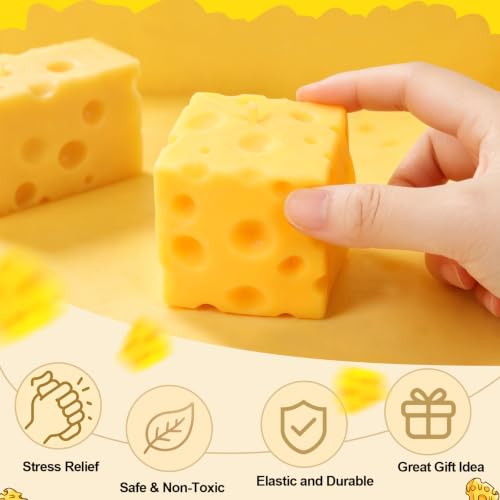 FOIMAS 2pcs Cheese Squishy Toy - Stress Relief Fidget Cube