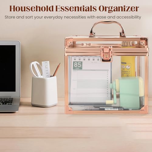 Crown Box 7.9 x 6.7 x 7.5inch, Clear Makeup Case,Cosmetic Organizer, Large Capacity Transparent Acrylic Artists Display Case for Vanity,Bathroom Counter or Dresser