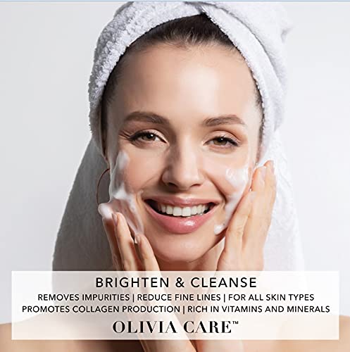 Olivia Care Vitamin C Daily Brightening Facial Cleanser - All Natural Moisturize, Hydrate, Cleanse - Brighten Age Spot, Tighter & Soothe Skin - Antioxidants - All Skin Type - 8 FL OZ