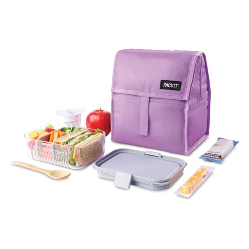 PackIt® Freezable Lunch Bag, Lavender, Built with EcoFreeze® Technology, Foldable, Reusable, Zip and Velcro Closure with Buckle Handle, Designed for Work Lunches and Fresh Lunch On the Go