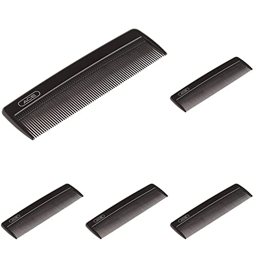Goody Ace Classic Bobby Pocket and Purse Comb - 5 Inch, Black, Durable & Flexible Teeth, Suitable for All Hair Types, Fine Comb Teeth for Thin to Medium Hair (Pack of 5)