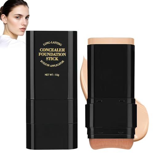 2-in-1 Foundation Concealer Stick with Brush - Full Coverage