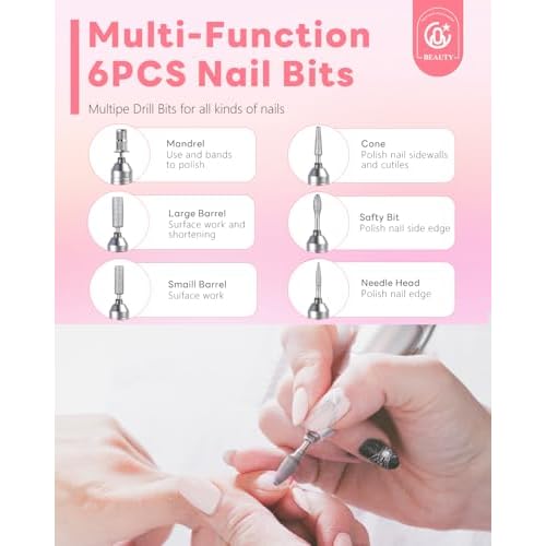 CozyZen Portable Professional Nail Drill, 35,000 RPM Rechargeable Electric Nail File, Cordless E-File Machine with Extended Battery Life, Lightweight Design for Manicure & Pedicure (Gradient Pink)