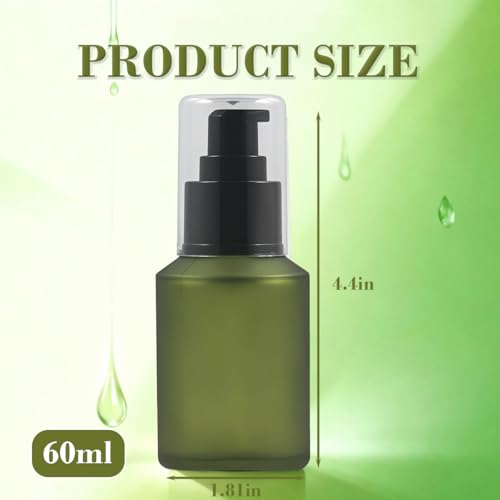 60ml Green Frosted Glass Pump Bottle – Refillable Cosmetic Dispenser