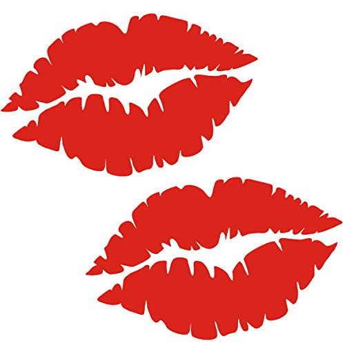 CUSHYSTORE 2X Lips Kiss Lady Sweet Girl Reflective Decal Sticker (3"x1.9", Red)