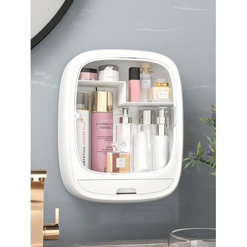 Makeup Organizer Shelf,Wall-Hanging Cosmetics Organizer and Storage Box,Cosmetic Display Cases,Wall-Mounted Storage Rack for Cosmetics,Skincare and Hair Accessorie
