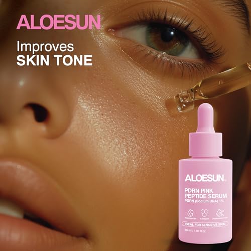 ALOESUN Salmon DNA PDRN Pink Peptide Niacinamide Face Serum - Korean Skin Care - Hydrating Moisturizing Firming Uneven Tone & Dark Spots - Collagen Support Complex - Lightweight Finish - 1.01 Fl Oz