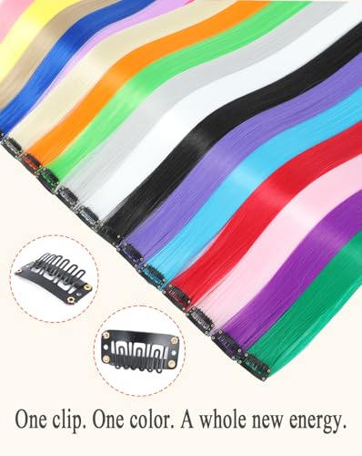Red Clip-In Hair Extensions 22 Inch - 12 PCS for Parties & Festivals - Variation of THIS listing