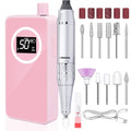 Electric Nail Drill 50000 RPM - Rechargeable E-File Machine with 12 Bits, LCD Display, Low Noise, Home Manicure Kit