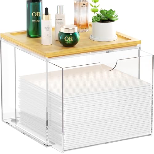 Acrylic Drawer Face Towel Holder with Bamboo Lid