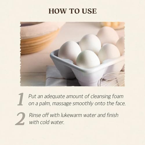 SKINFOOD Egg Pore Cleansing Foam 150ml - Light & Smooth Feeling Egg White Enriched Bubble Facial Foam Cleanser - Pores Clogging & Blackheads Reducer - For Oily and Combination Skin (5.07 fl.oz.)