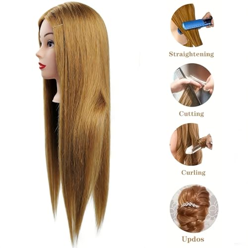 Real Hair Mannequin Head 28" - 80% Human Hair Cosmetology Training