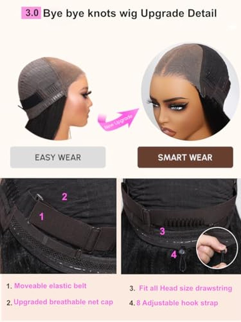 UNICE 18" Yaki Straight Glueless Lace Front Wig - 7x5 HD Lace, Pre Plucked
