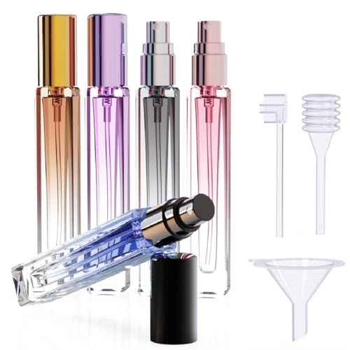 5PCS 10ml Glass Refillable Travel Perfume Atomizer Bottles,Mini Empty Cologne Spray Bottle,Pocket Size Sprayer Portable for Travel and Sample Container Toiletries Dispenser