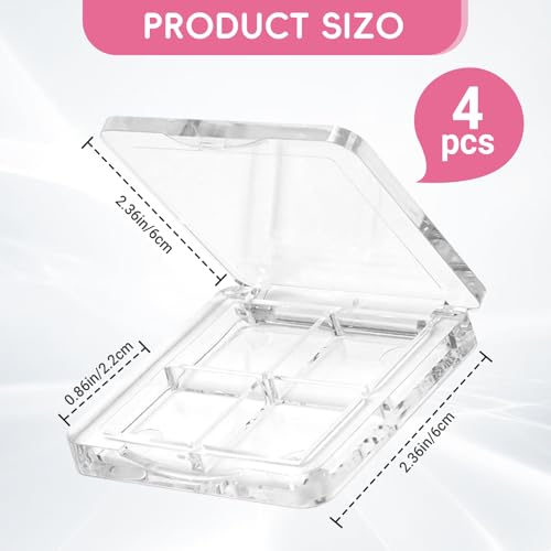 4-Piece Empty Eyeshadow Palette with Clear Grid Design