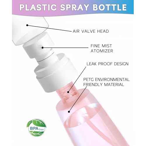 6 Pack Small Spray Bottles - Travel Size 3 Pack 1oz/30ml and 3 Pack 2oz/60ml with 3pcs Funnels, Fine Mist Mini Plastic Refillable Spray Bottles - Pink