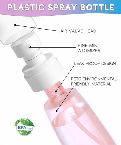 6 Pack Travel Spray Bottles - 1oz & 2oz Refillable Fine Mist