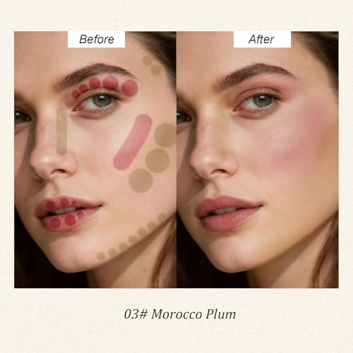 Color Nymph Blush Contour Stick, Cream Blush & Contour Matte Texture Double-end Stick Multiuse Blusher with Butter Bronzer For Cheeks Eyes Lip Vegan & Cruelty-Free - 03# Morocco Plum