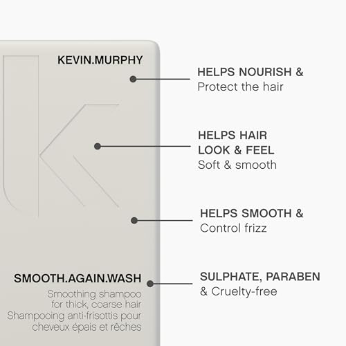 KEVIN.MURPHY SMOOTH.AGAIN WASH - Frizz Control Shampoo - For Thick, Coarse & Unruly Hair - Moisturising Shampoo for Hair Hydration - Sulphate & Paraben Free - 250 mL / 8.4 fl oz (Pack of 2)