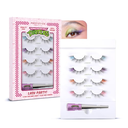 Profusion TMNT 4 Pairs Colored False Eyelashes with Adhesive