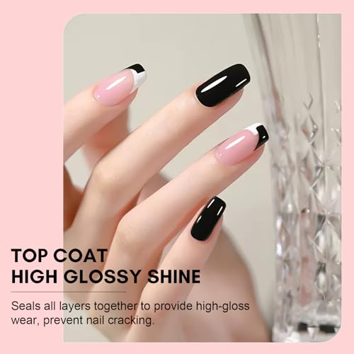 Makartt Hema-Free Gel Top Coat and Base Coat Set, No Wipe Shine Finish Soak Off Gel Base Top Coat Long Lasting LED Nail Lamp Gel for Gel Nail Polish Salon Quality Nail Manicure Gifts, 2pcs 15ML