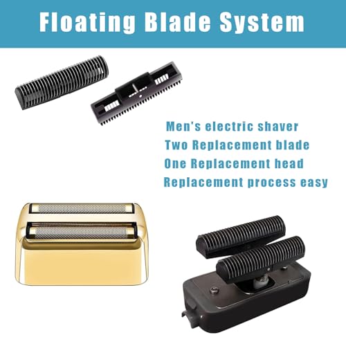 Shaver Replacement Foil and Cutters compatible with BaBylissPRO FXFS2 Electric Razors, Shaver Replacement Head compatible with BaBylissPRO Double Foil Shaver (Gold 1)