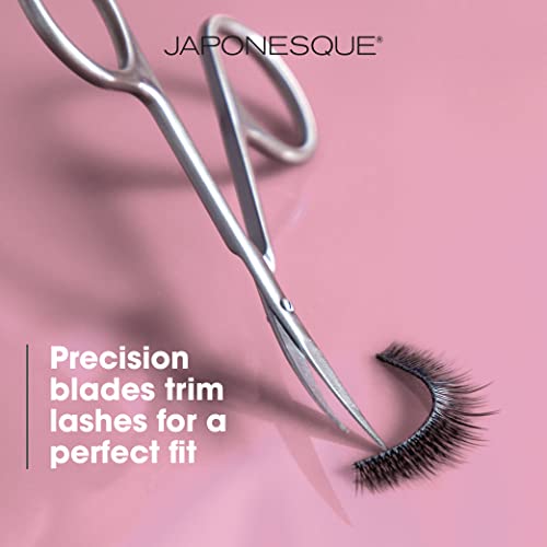 JAPONESQUE False Eyelash Applicator Kit, Stainless Steel Scissors And Tweezer Applicator Duo - Two Piece Kit For Easy, Natural Looking False Eyelashes, Works On Strips and Lash Clusters
