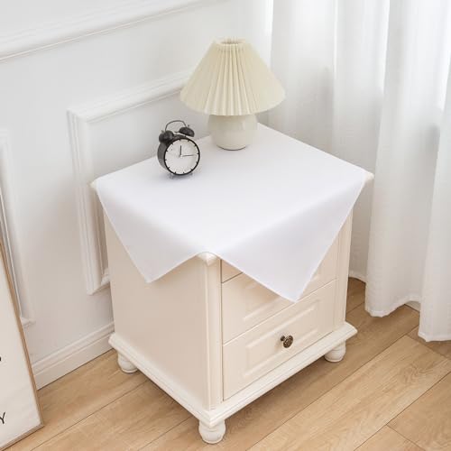 sancua 2 Pack Small Square Tablecloth 24 x 24 Inch White, Stain and Wrinkle Resistant Washable Polyester Table Cloth Decorative Solid Fabric Table Cover for Nightstand End Bedside Table