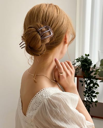 French Hair Pins 6-Pack with 3-Prong Teeth, Strong Hold Bun Updo