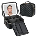 Makeup Bag with LED Mirror & USB Charging, 10" Cosmetic Organizer