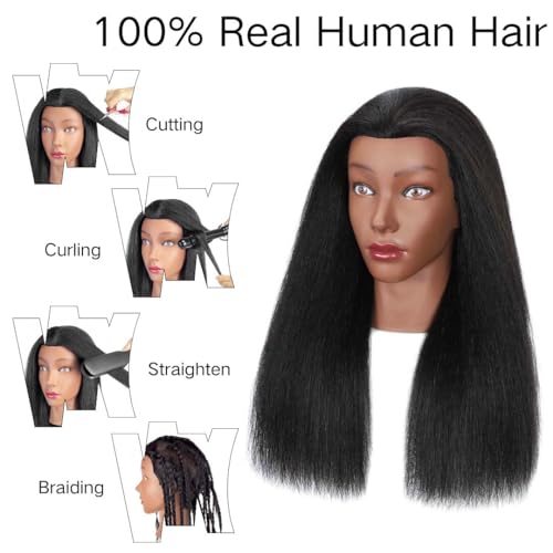 100% Human Hair Mannequin Head 18" with Tripod Stand