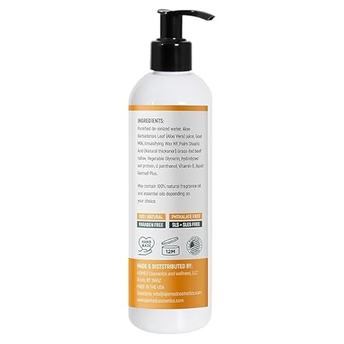 Tallow & Goat Milk Body moisturizing Lotion for Sensitive Skin, handmade tallow cream (12 Fl OZ, Oatmeal Milk & Honey)
