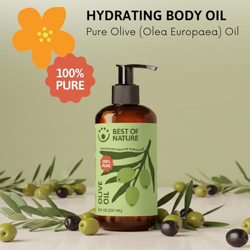 Best of Nature 100% Pure Olive Massage & Body Oil ? Cold Pressed, Natural & Unscented Moisturizer for Skin, Hair & Bath, 1 Gallon (128 fl oz)