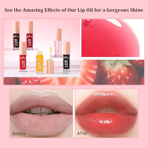 Vivipop Lip Oil Set - 6 Tinted Colors Plumping Hydrating