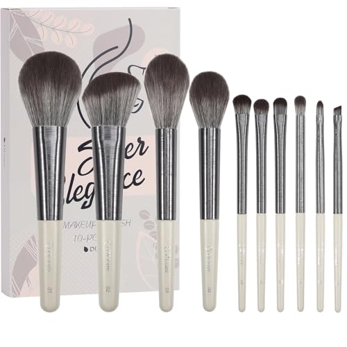 DUcare Makeup Brushes Set Professional 10pcs Synthetic, Foundation Blush Face Contour Powder Brush Eyeshadow Eyeliner Eyebrow Lip Liquid Cream Blending Essential