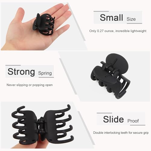 8PCS Double Row Claw Clips for Thin Hair - 1.6" Matte Black