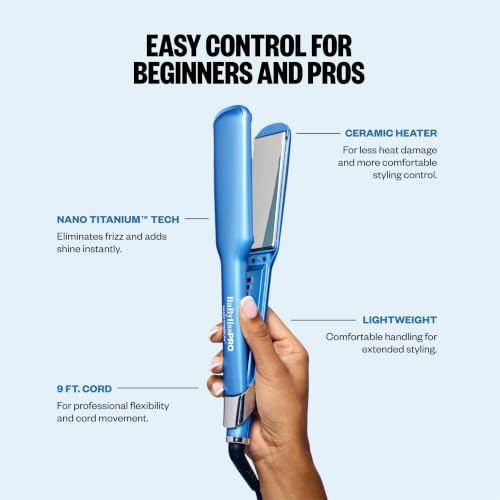 BaBylissPRO Nano Titanium Flat Iron Hair Straightener 450°F
