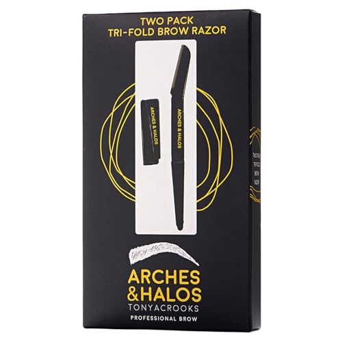 Arches and Halos Two Pack Tri-Fold Eyebrow Razor - Travel Size Eye Brow Razors for Women - Rust-Proof - Ease to Use for Precise Shaving - 1 pc