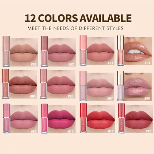 Baorder 12-Piece Matte Liquid Lipstick Set – Waterproof & Long-Lasting
