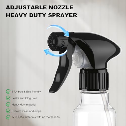 4oz Plastic Spray Bottles - Adjustable Nozzle for Hair & Cleaning, 2 Pack