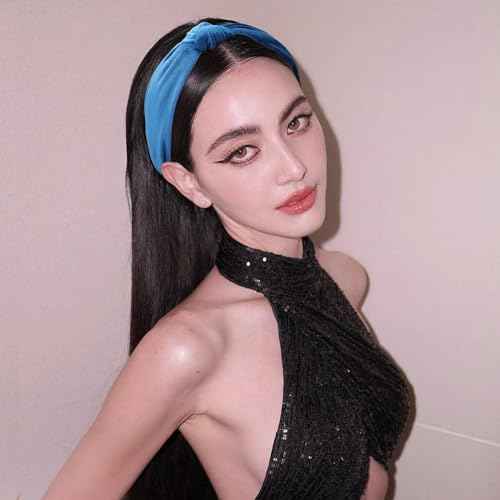 VELSCRUN Pearl Headbands with Beads: White, Pink, Red, Blue Knotted Wide Top Knot Hair Accessories for Women and Girls