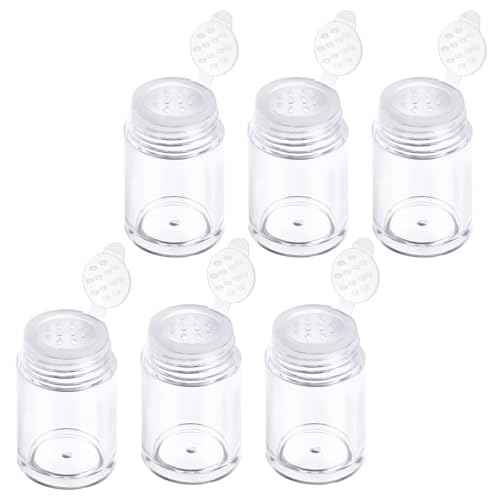 6 Pcs Clear Plastic Loose Powder Bottle Glitter Powder Bottle Baby Powder Container with 12 Holes Sifter and Lids Loose Powder Containers 10 ml Travel Powder Container